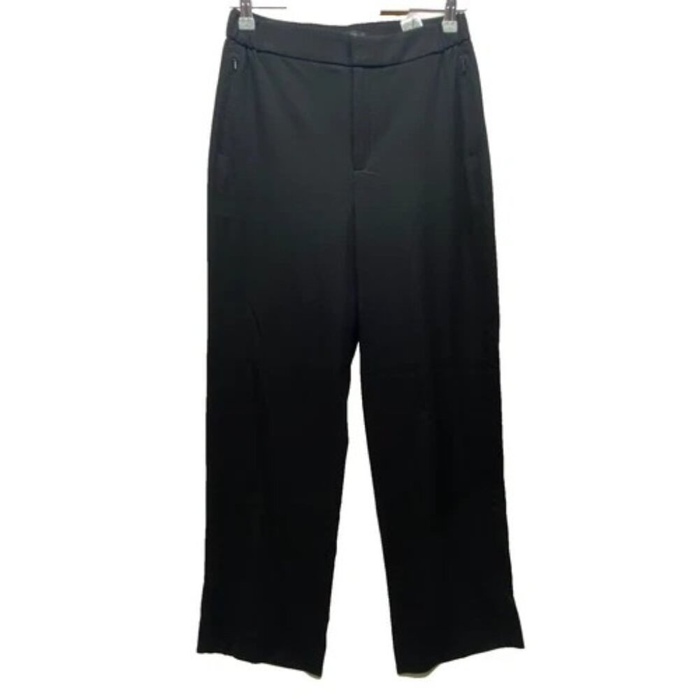 Banana Republic Dress Pants Women's 4 Black Straight Leg Zip Pockets Workwear
